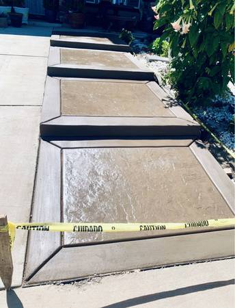 Concrete walkway and step finish