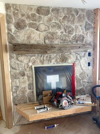 Decorative stone fireplace finish sample